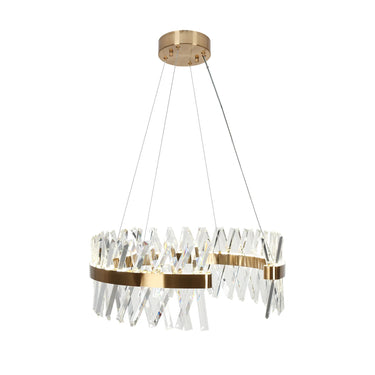 Tadonipkeseismo 23 Brass Crystal Drum Chandelier