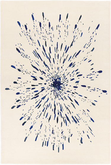 Paint wool rug in Blue, full view
