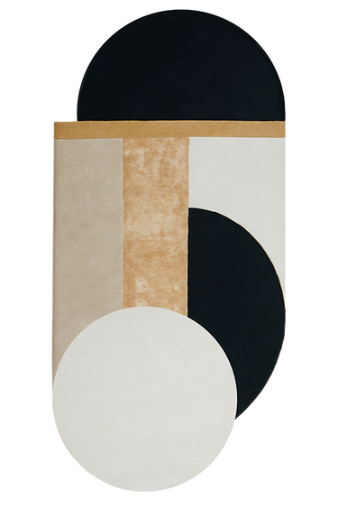 Bijoux Précieux wool rug in Black and White, full view