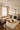 Collage wool rug in Beige, styled in a room