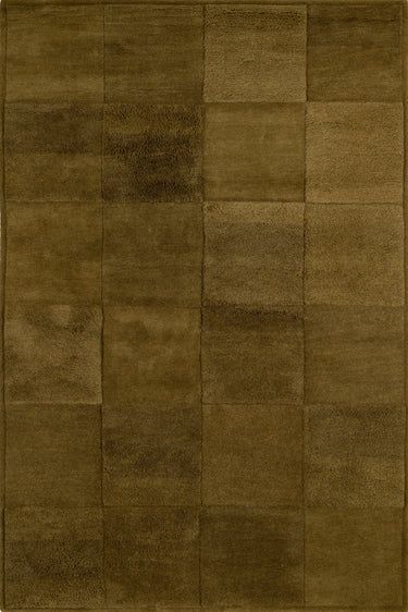 Damier wool rug in Green, full view