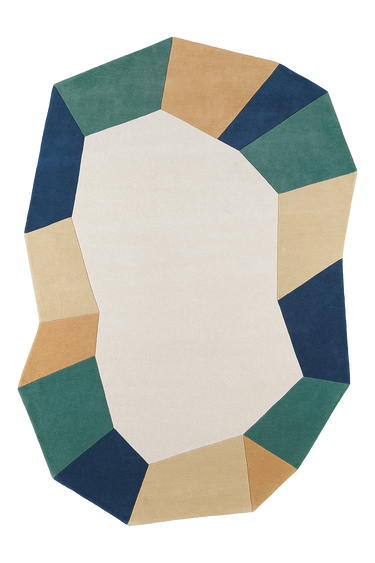 Facette wool rug in Blue, full view
