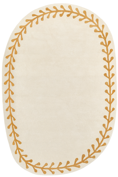 Kalamata Round wool rug in Yellow, full view