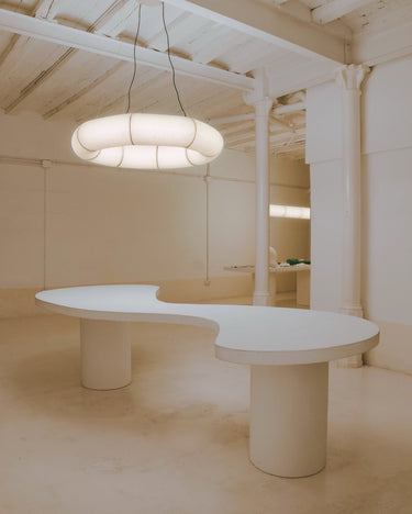 Tekiò Circular Pendant Light by Santa and Cole with washi paper shade