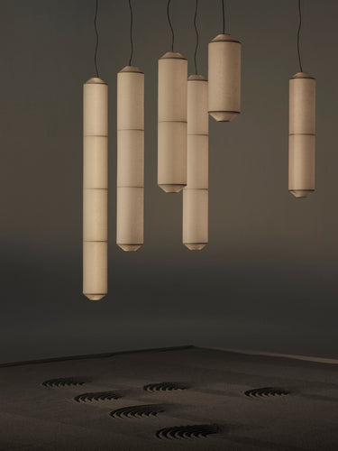 Tekiò Vertical Pendant Light by Santa & Cole with Washi paper shade
