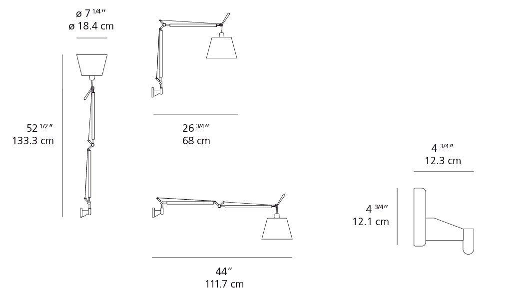 Tolomeo Shade Wall Light Hardwired TLS11 | Artemide - New