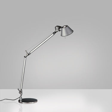 Tolomeo Midi LED table lamp by Artemide in aluminum finish with adjustable articulated arms and base
