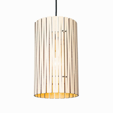 Kerflights P2 modern wood pendant light hanging against a plain background