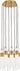 Lassell 8-Light chandelier in Natural Brass, full length view with black cords and canopy