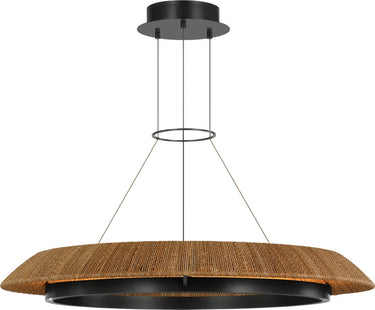Noa Large Chandelier by Sean Lavin with a natural woven seagrass shade and Bronze finish