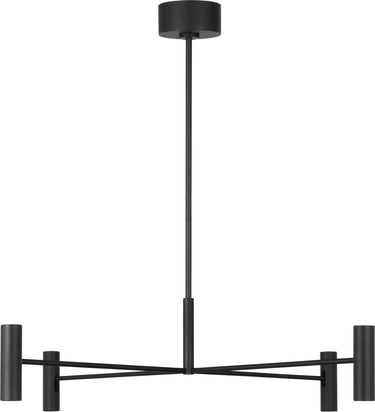 Ponte Large Chandelier by Sean Lavin in Nightshade Black, four cylinder lights on slim arms from a single stem