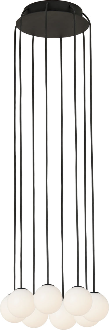 Orbet 8-Light Chandelier by Sean Lavin in Nightshade Black, lit