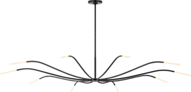 Lajos 67 Chandelier by Sean Lavin in Bronze, long arms with crystal cylinders on a slim stem