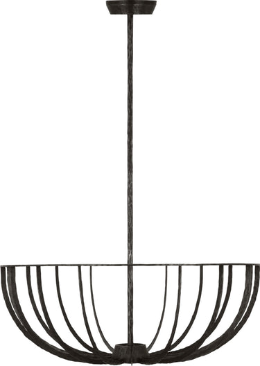 Sanchi X-Large Semi Flush by Sean Lavin in Aged Iron, open ribbon bowl with integrated LED shown straight on
