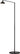 Black Mill Outdoor Grande floor lamp with its arm angled, shade lit