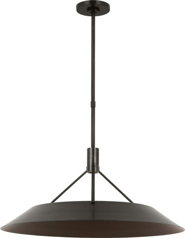 Sospeso X-Large Pendant by Sean Lavin in Dark Bronze, full front view of the pendant hanging from its stem and canopy