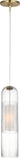 Leano 15 Pendant by Sean Lavin in Hand-Rubbed Antique Brass, full front view of the tall ribbed glass cylinder on its cord