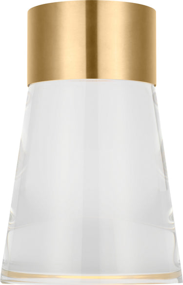 Caspe 8 rechargeable table lamp in Hand-Rubbed Antique Brass, a tapered crystal body under a brass cap