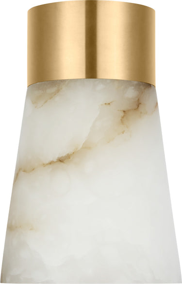 Caspe Alabaster 8 rechargeable table lamp in Hand-Rubbed Antique Brass, a tapered alabaster body under a brass collar