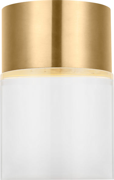 Caspe 6 rechargeable table lamp in Hand-Rubbed Antique Brass, a crystal cylinder under a brass cap