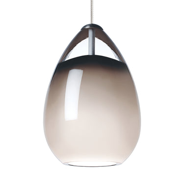 Visual Comfort Modern Alina Monopoint Pendant, dimmable LED, teardrop design, smoke glass, bathroom vanity light.