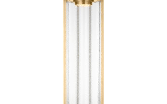 Flacara 24 rechargeable lantern in natural brass with textured glass by Visual Comfort, model KWFL61827HABCG