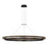 Grace 65 inch chandelier with dual-ring LED design in weathered oak wood and matte black for modern residential ceilings