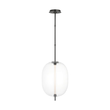 Modern classic bronze and frosted glass pendant light with integrated LED for kitchen island lighting