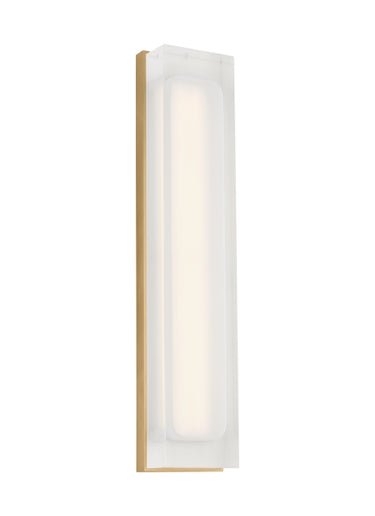 Modern ADA-compliant LED natural brass wall sconce for commercial hallways and residential entryways