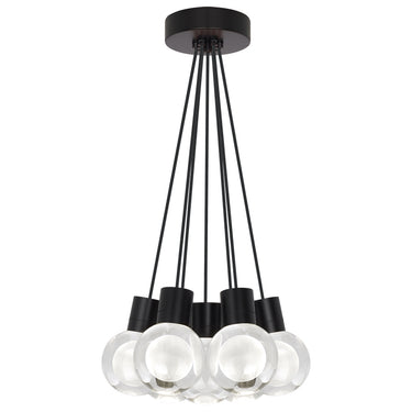 Black finish 7-light LED Mina cluster chandelier, modern crystal sphere pendant light