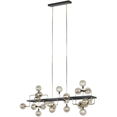 56-inch chandelier with smoke glass globes and polished nickel finish for residential or commercial interiors