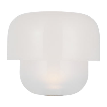 Small Bolete Accent Lamp, Contemporary Organic Shape for Desk or Shel, Cream Glass