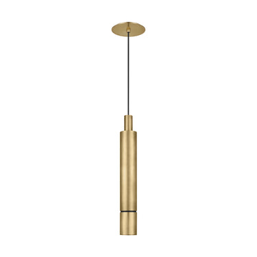 Slim brass LED cylinder pendant light for modern kitchens and commercial dining spaces