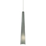 Zenith LED pendant light with ribbed smoke glass: A detailed lifestyle shot showing the sleek, modern light hanging over a kitchen island.