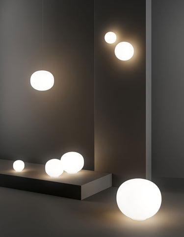 Volum Table Lamp by Lodes with blown-glass diffuser and silicone base for modern home lighting