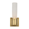 Designer brass and glass Volver wall sconce with 2700K dimmable LED for hotels and offices
