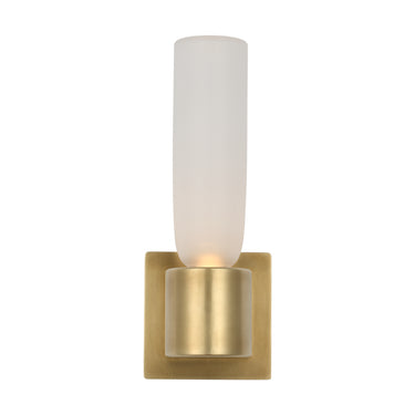 Designer brass and glass Volver wall sconce with 2700K dimmable LED for hotels and offices