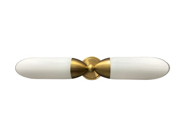 House of Troy Double brushed brass sconce with slant cut white glass