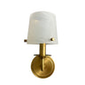 House of Troy Single brushed brass sconce with curved arm and white swirl glass