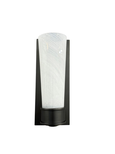 House of Troy Single oil rubbed bronze sconce with rectangular backplate and glass shade