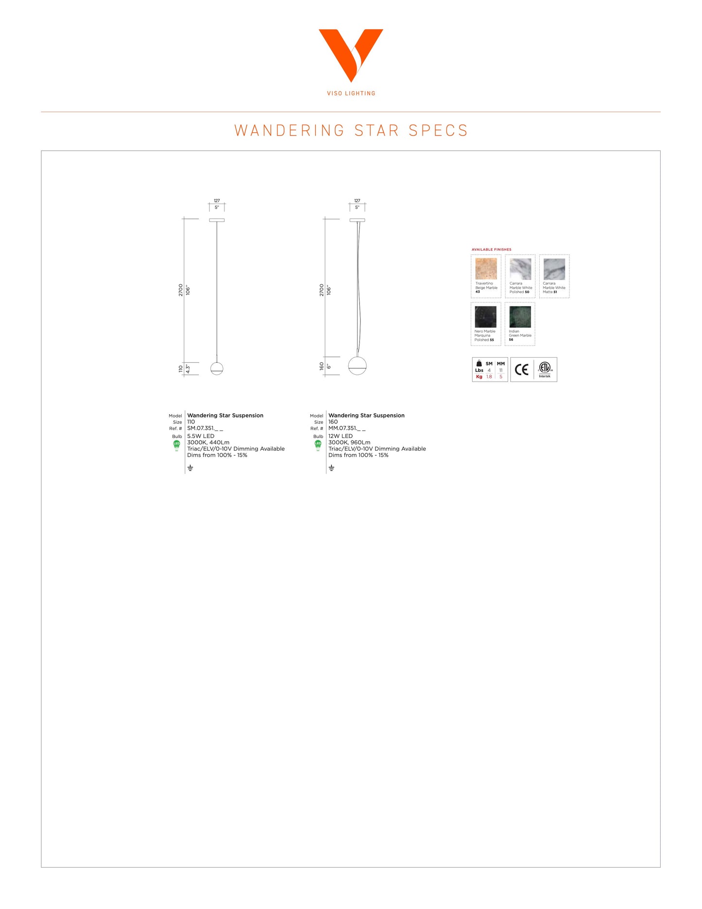 Viso Wandering Star Pendant Light