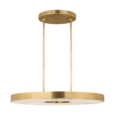 Luxury 36" round alabaster and antique brass chandelier by Visual Comfort.