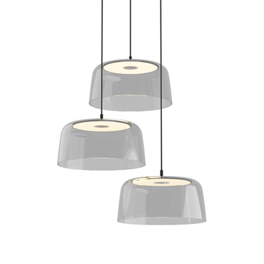 Koncept Yurei Circular 3 Pendant Light Matte Black 14" Acrylic Shade Clear