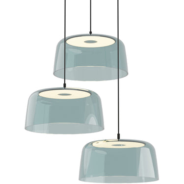 Yurei 3-light LED pendant ceiling light with translucent blue shades by Koncept