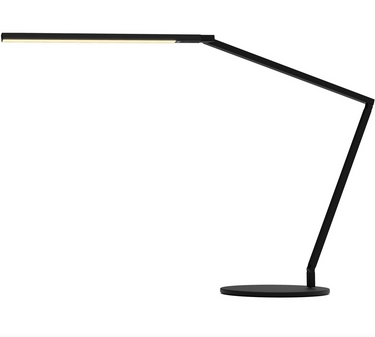 Black Adjustable LED desk lamp with USB-C charging port for modern office desks