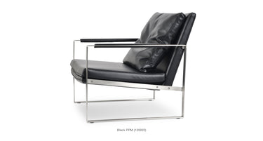 Zara Modern Armchair black PPM leatherette with brushed stainless steel base by Soho Concept