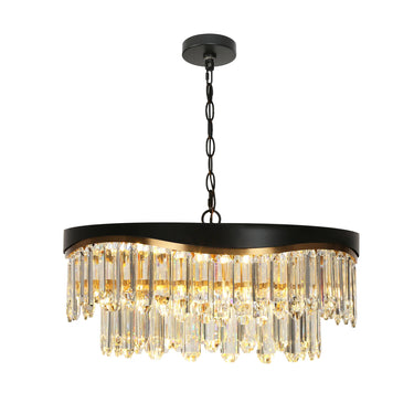 Glam Brass Chandelier with Crystal Tiers - Zephyrine 9-Light 21.5"
