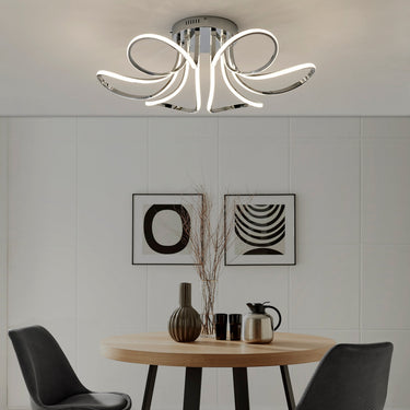 Finesse Decor 6 Petal Flower Dimmable LED Flush Mount Lamp Chrome