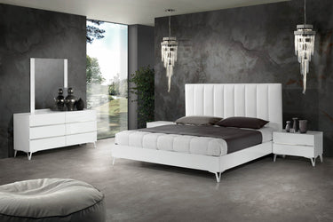 Nova Domus Angela Queen Italian White Eco Leather Bedroom Set