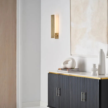 Angolo 18 inch LED wall sconce by Visual Comfort designed by Kelly Wearstler in burnished metal finish
